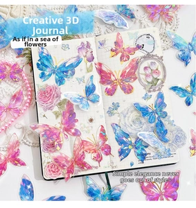 3D colorful holographic butterfly stickers for scrapbooking and DIY craft decoration