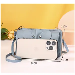 Compact light blue cartoon crossbody phone bag for women with elephant ear design 18x11x4cm