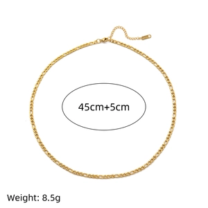 18K gold plated stainless steel Figaro necklace, 45cm chain length, 8.5g weight