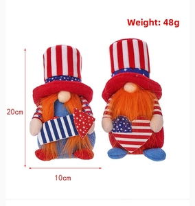 Detailed view of Patriotic July 4th gnomes with American flag patterns and dimensions