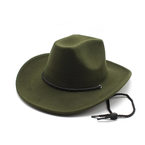Chapeau fedora classique en feutre vert foncé avec cordon noir et jugulaire réglable