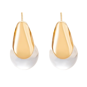 Modern gold waterdrop earrings with transparent resin charms for elegant daily wear