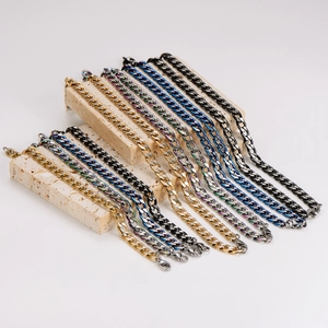 Classic 7mm stainless steel Cuban link chains in gold, silver, black, and rainbow colors