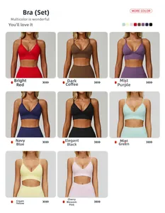 Ensemble de yoga sans couture en 8 couleurs différentes avec texture de tissu côtelé