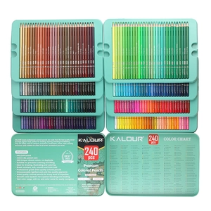 Professional 240-piece colored pencil set with 3.3mm core in an organized tin box