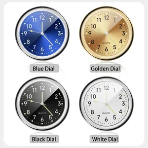 Luminous 40mm quartz car dashboard clocks in four colors with alloy cases