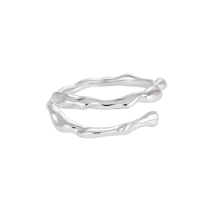 Minimalist double-layer irregular liquid metal S925 sterling silver open ring for women