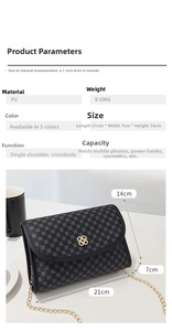 Spécifications détaillées de la taille du petit sac bandoulière rétro imprimé pour femme