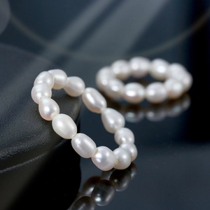 Eleganter Süßwasserperlen Ring Mit Perlen S925 Sterlingsilber Elastisch Stapelbarer Fingerring Feiner Schmuck Geschenk Für Damen