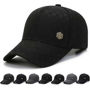 Men Winter Warm Baseball Cap Checkered Fleece Lined Adjustable Outdoor Casual Sports Hat With Metal Logo