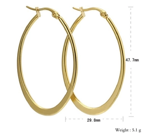 Detail view of large hollow heart earrings with precise dimensions 47.7mm by 29.8mm