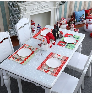 Christmas place mats set featuring reindeer and tree patterns for holiday dining decor
