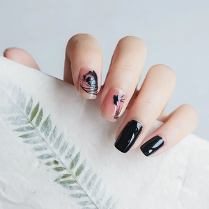 Nail Art Stickers Chinese Ink Wash Style Swallow Bird Calligraphy Ultra Thin Self Adhesive Matte Translucent Decals