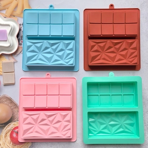 Silicone chocolate bar molds in four colors for cake decorating and confectionery DIY