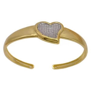 Elegant gold plated open heart bracelet with sparkling zircon micro-pave setting