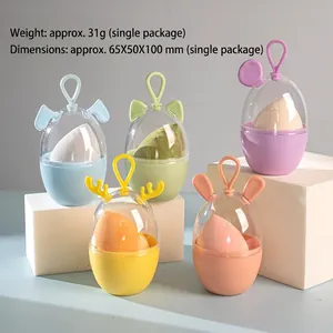 Macaron beauty sponge set with animal ear cases in various pastel colors