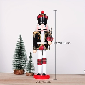 30cm wooden nutcracker soldier with accordion detail and precise size measurement labels