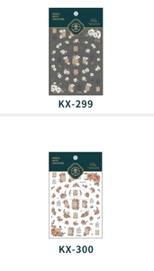 Detail view of ultra-thin nail stickers featuring white and orange rose floral designs