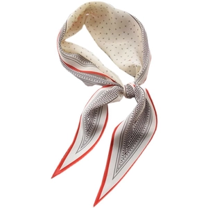 French style thin diamond silk scarf with geometric pattern and orange borders