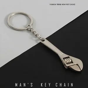 Creative mini adjustable wrench metal keychain tool pendant for men and women