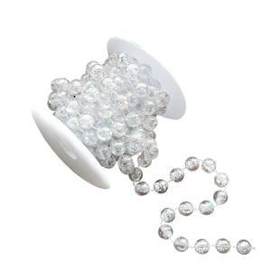 Iridescent transparent plastic bead garland roll for Christmas tree and festive decor