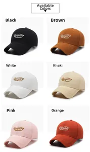Grille de casquettes de baseball brodées en diverses couleurs avec texture en coton
