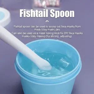 Fishtail facial mask spatula and soft silicone brush tool for mud mask application