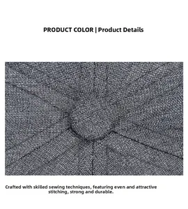 Macro shot of durable sewing craftsmanship and woven fabric texture on a grey baseball cap