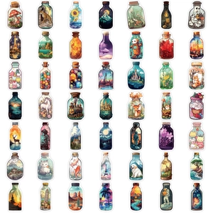 50 pieces of waterproof PVC cartoon bottle graffiti stickers for laptop and guitar decor