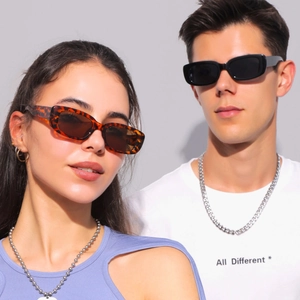 Retro Rectangle Sunglasses Women Narrow Frame Fashion PC Plastic UV Protection Vintage Y2K Eyewear Streetwear Unisex