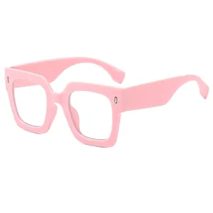 Occhiali da sole quadrati rosa oversize alla moda con aste spesse per accessorio
