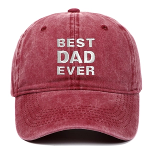 Casquette baseball Best Dad Ever en coton délavé rouge bordeaux classique