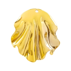 Irregular wavy shell pendant in 304 stainless steel with golden polished finish