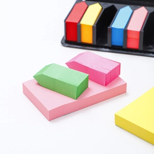 Set di foglietti adesivi in PU con linguette colorate e scatola organizer nera ufficio