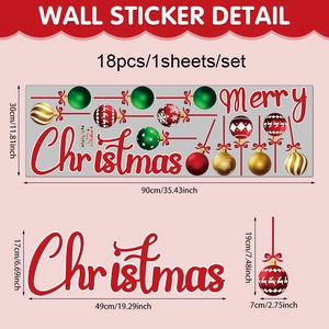 Stickers muraux boules de Noël colorées avec texte Merry Christmas pour décor de fête