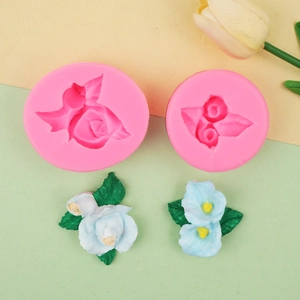 Pink silicone mold for DIY rose flowers and calla lily scented plaster crafts