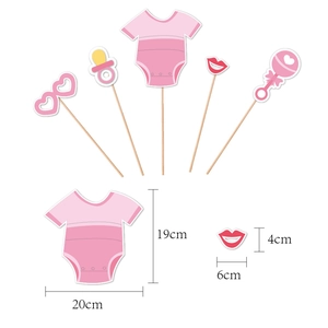 Pink Baby Shower Photo Booth Props set for girls party decorations and gender reveal events