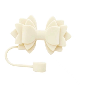White silicone bow straw topper for 10mm cups shown against a clean white background