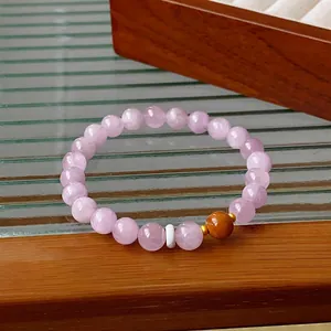 Kunzite Kuka Beaded Bracelet Natural Stone Wood Copper Spacers Elegant Sweet Style Jewelry For Women