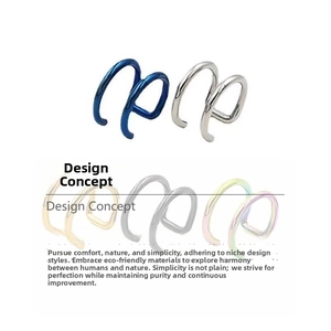 Detailed view of dual-band spiral clip-on earrings in blue and silver finishes
