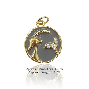 Dettaglio del ciondolo Capricorno da 1,6cm con smalto grigio e cristalli bianchi