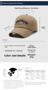 Guida alle taglie e dimensioni per il cappello vintage in cotone con ricamo 1947