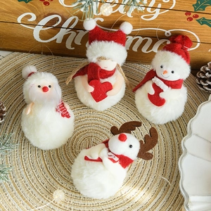 Plush Christmas ornaments set featuring Santa, snowmen, and reindeer for festive holiday decor