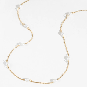 Baroque Artificial Pearl Necklace Stainless Steel Irregular Beads Thin Chain Elegant Minimalist Jewelry For Women