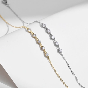 Elegante set di bracciali in argento sterling s925 con diamanti in oro e argento