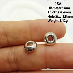 Macro d'entretoises argentées pour bijoux, diamètre 9 mm avec trou central de 3,8 mm