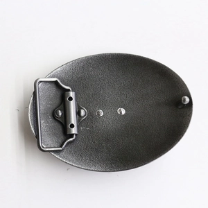 Detailed back view of vintage zinc alloy belt buckle showing metal loop and fixing pin