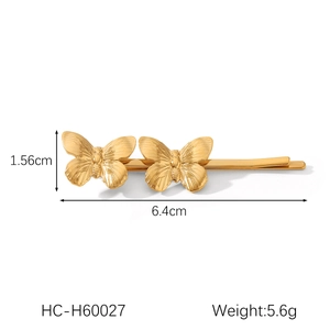 Spécifications de taille de la pince à cheveux papillon en acier inoxydable doré 18K