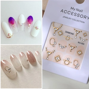 Autocollants Art Des Ongles Relief Luxe Alliage Strass Charmes Bijoux Pour Décoration Manucure DIY Élégant Style Japonais