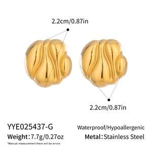 Guide détaillé des tailles et poids pour boucles d'oreilles dorées en acier inoxydable